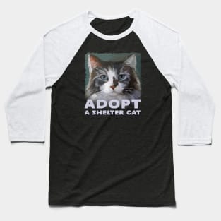 Adopt a Shelter Cat - with Cute Maine Coon Kitty - Rescue Pet Baseball T-Shirt